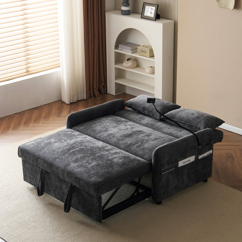 2 Seater Chenille Sofa Bed, Grey