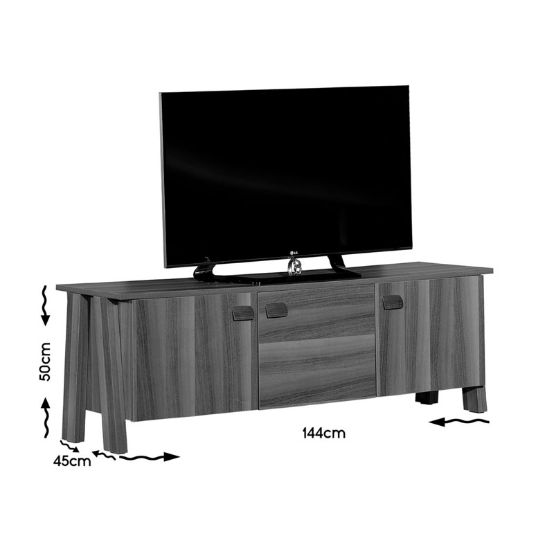 Meuble télé moderne, brun, 56,7 po x 19,7 po x 17,7 po | 100% panneau de particules enduit de mélamine, épaisseur: 0,7 pouce | Design élégant et fonctionnel pour le salon | Durable et facile à nettoyer | Finition de couleur unie traditionnelle