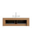 Meuble-lavabo mural 48 po avec lavabo, lavabo et tablettes à bord arrondi flottant avec 2 tiroirs, lavabo et comptoir en verre Transparent 