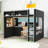 1 Drawer Gaming Loft Bed with LED Desk & Charging station, Storage Ladder, Pegboard and Guardrails-128988022-128988025