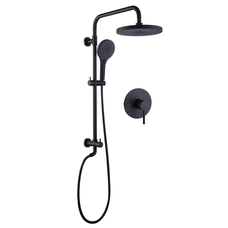 10" Exposed Shower Combo Set, Solid Brass Shower Kit with Pressured-Balanced Valve