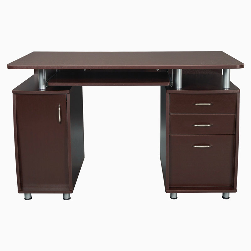 Bureau d'ordinateur avec rangement Techni, Brun