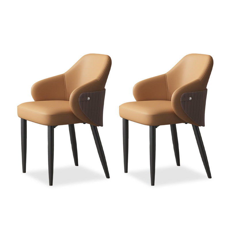 Chaise d'appoint à dossier orange et café brun (ensemble de 2), Café orange, brun