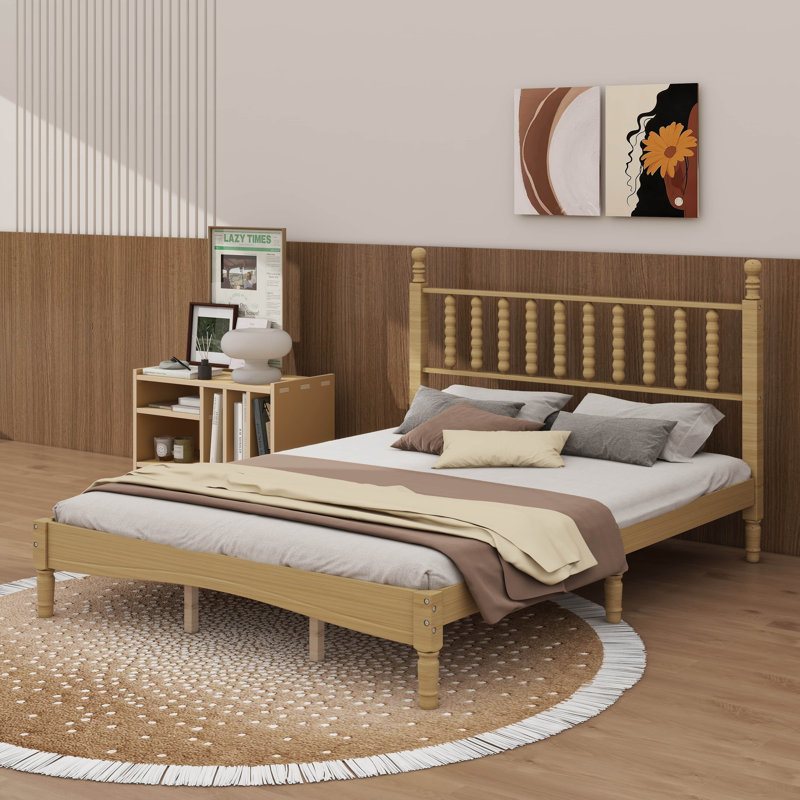 Grand lit plateforme en bois
