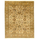 Hand Knotted Wool Oriental Area Rug in Cream And Gold