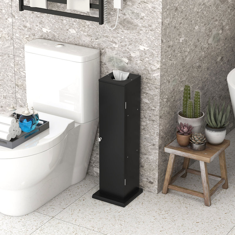 Toilet Paper Cabinet, Small Bathroom Corner Floor Cabinet With Doors And Shelves, Thin Storage Bathroom Organizer For Paper Shampoo