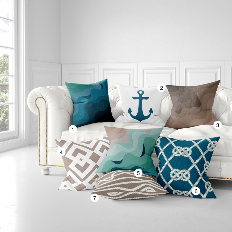 Housse de coussin d'intérieur Marina Beach, 16 po x 1 po