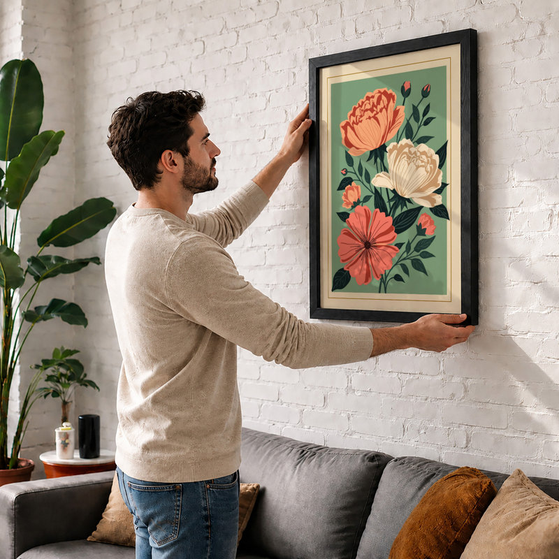 Bloom Study Botanical - Framed Print, A2 - 59.4 x 42.0 cm, Black