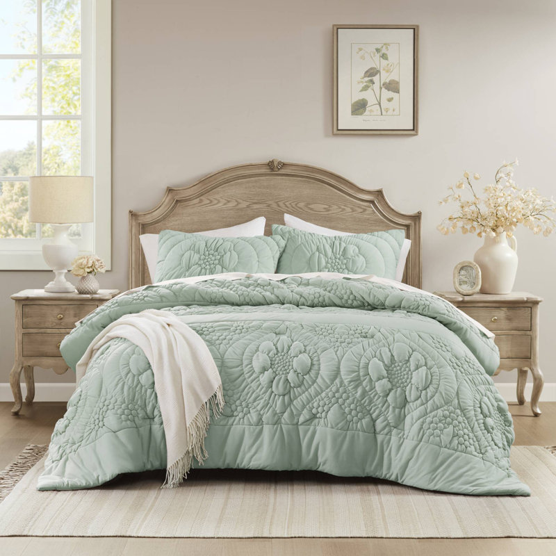 Ensembles de literie romantiques romantiques, motif floral sauge en polyester, toutes saisons