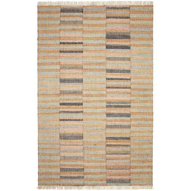 Ravel Stripe Blue Handwoven Wool Rug, Rectangle 8' x 10'