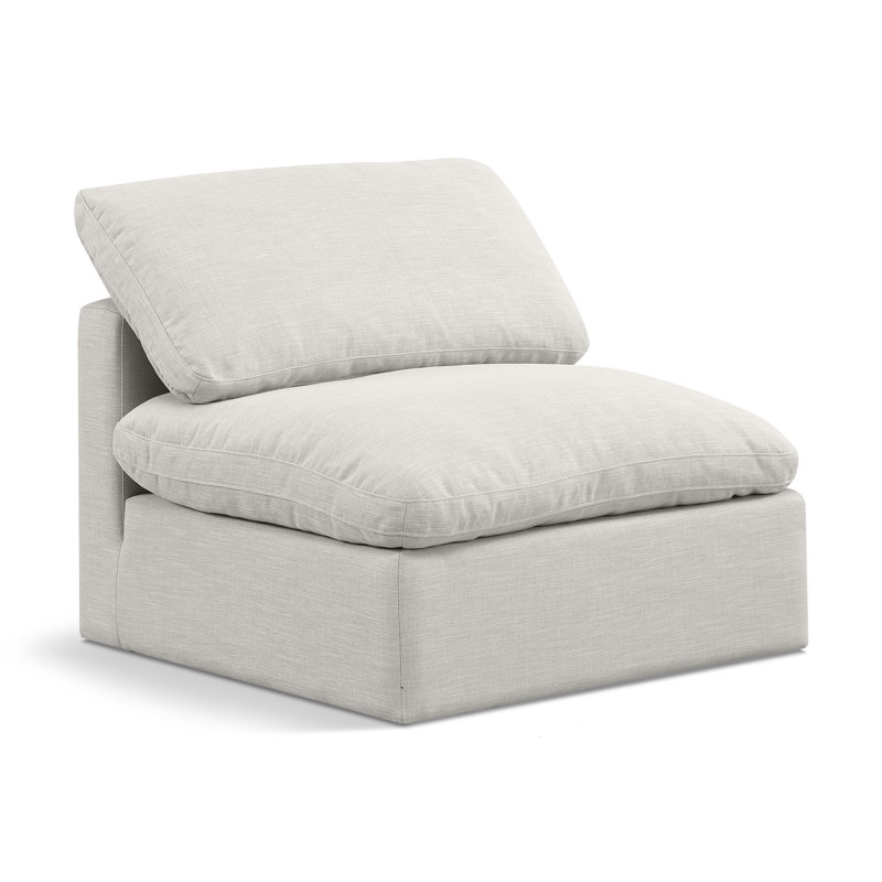 Fauteuil modulaire rembourré Musheerah Indulge, Tissu crème texturé en lin
