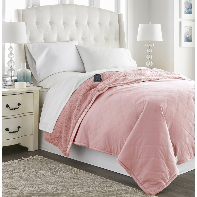 Couverture électrique en sherpa Micro Flannel®, Rose, Simple