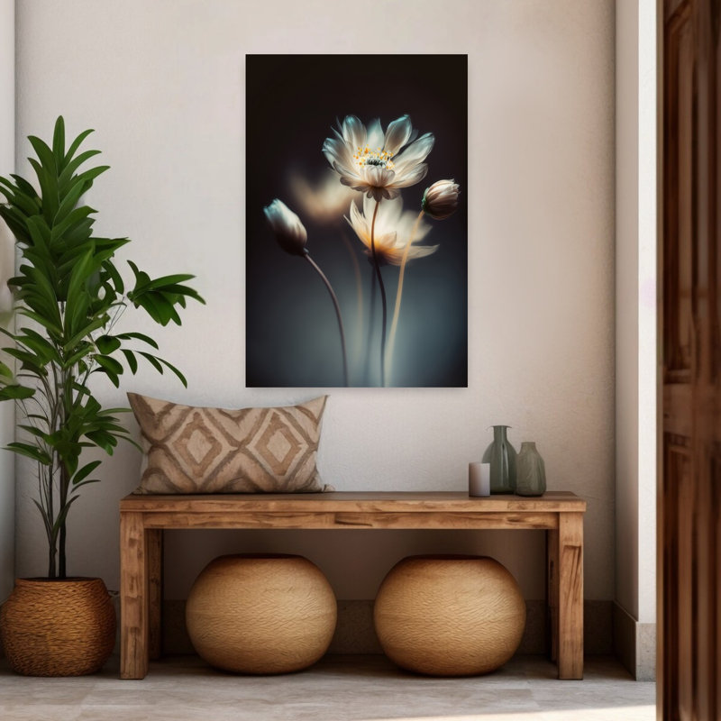Fleurs éthérées - Affiche murale contemporaine, H 48 po x l 32 po