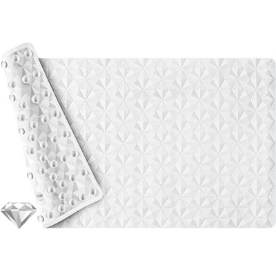 Non Slip Bathtub Mat for Bath Tub Shower - 241 Vacuum Suction Cups 100% Natural Rubber - Unique Diamond Texture - Soft & Safe for Fatigue Relief - Machine Washable - 16 × 28 Inch