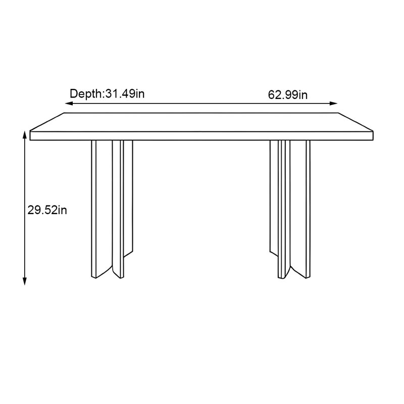 Cave stone rock slab rectangular dining table, 29.52"H x 62.99"L x 31.49"W