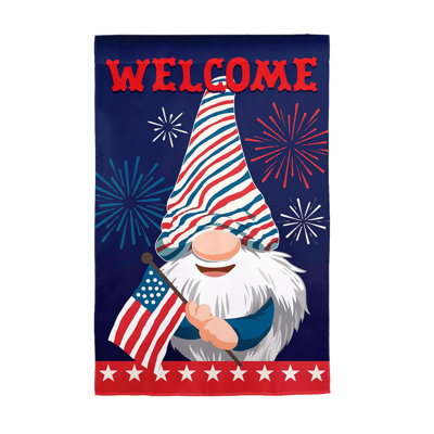 Drapeau de jardin en suède gnome RWB