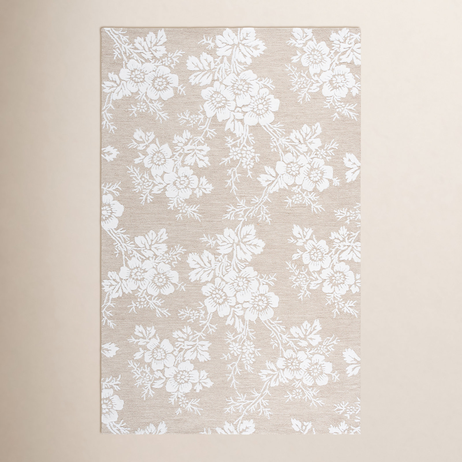 Hand-Tufted Wool Floral Rug, Rectangle 4' x 6'