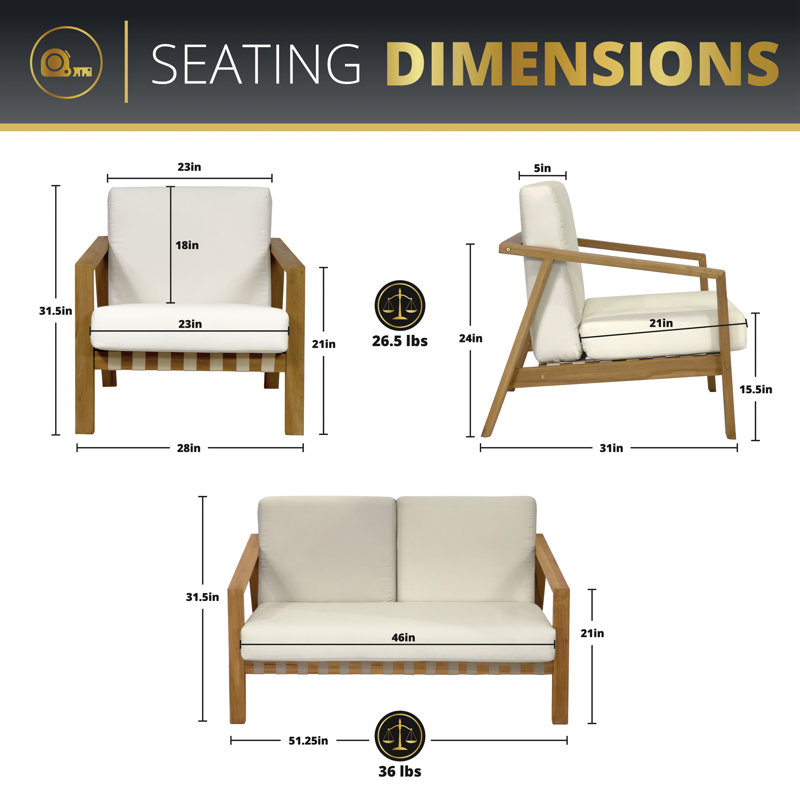 Labannah Teak 4 - Person Outdoor Seating Group with Cushions