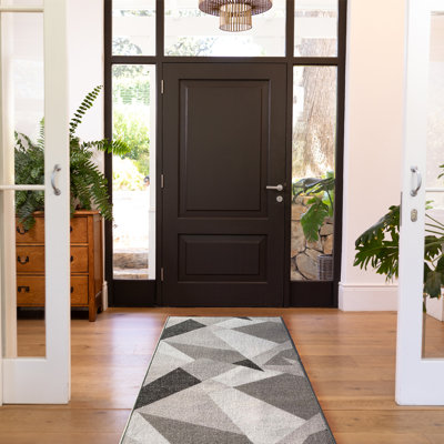 Tapis gris à motif géométrique Huw