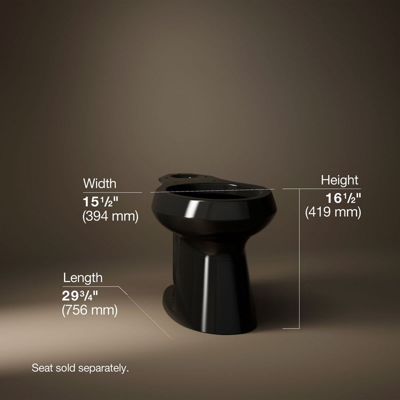 Kohler Highline Concealed Trapway Comfort Height Elongated Bowl, Black
