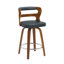 Tabouret de bar pivotant rembourré avec structure en bois, pieds en bois d'hévéa-293626393