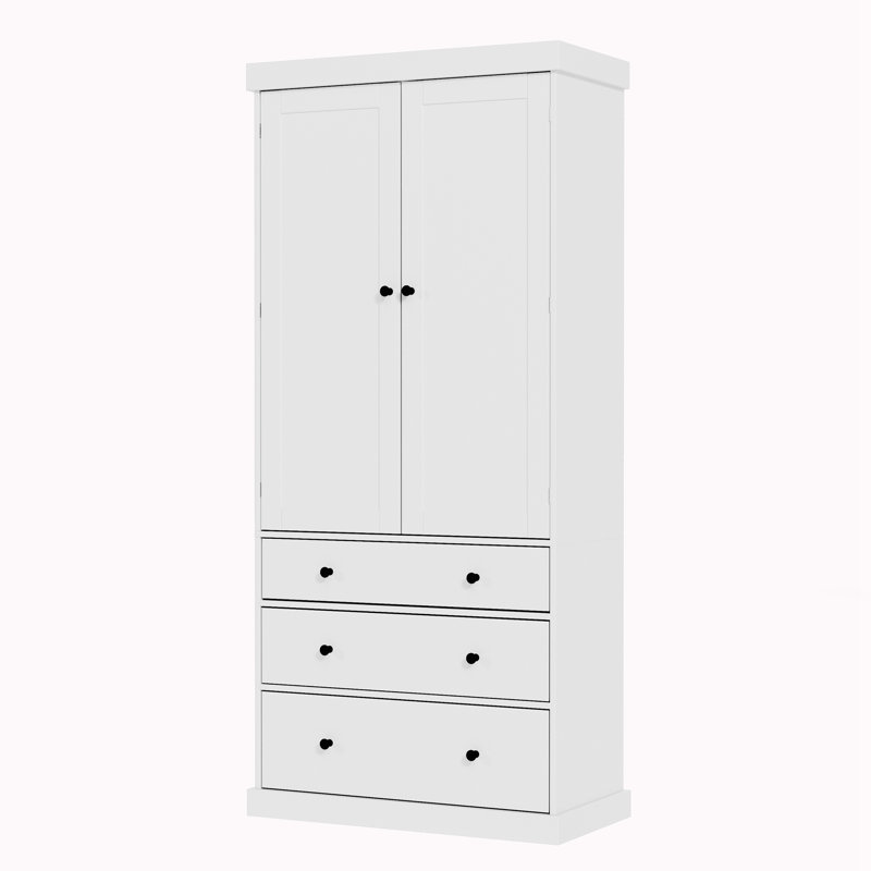 Armoire de rangement avec 3 tablettes réglables, Blanc