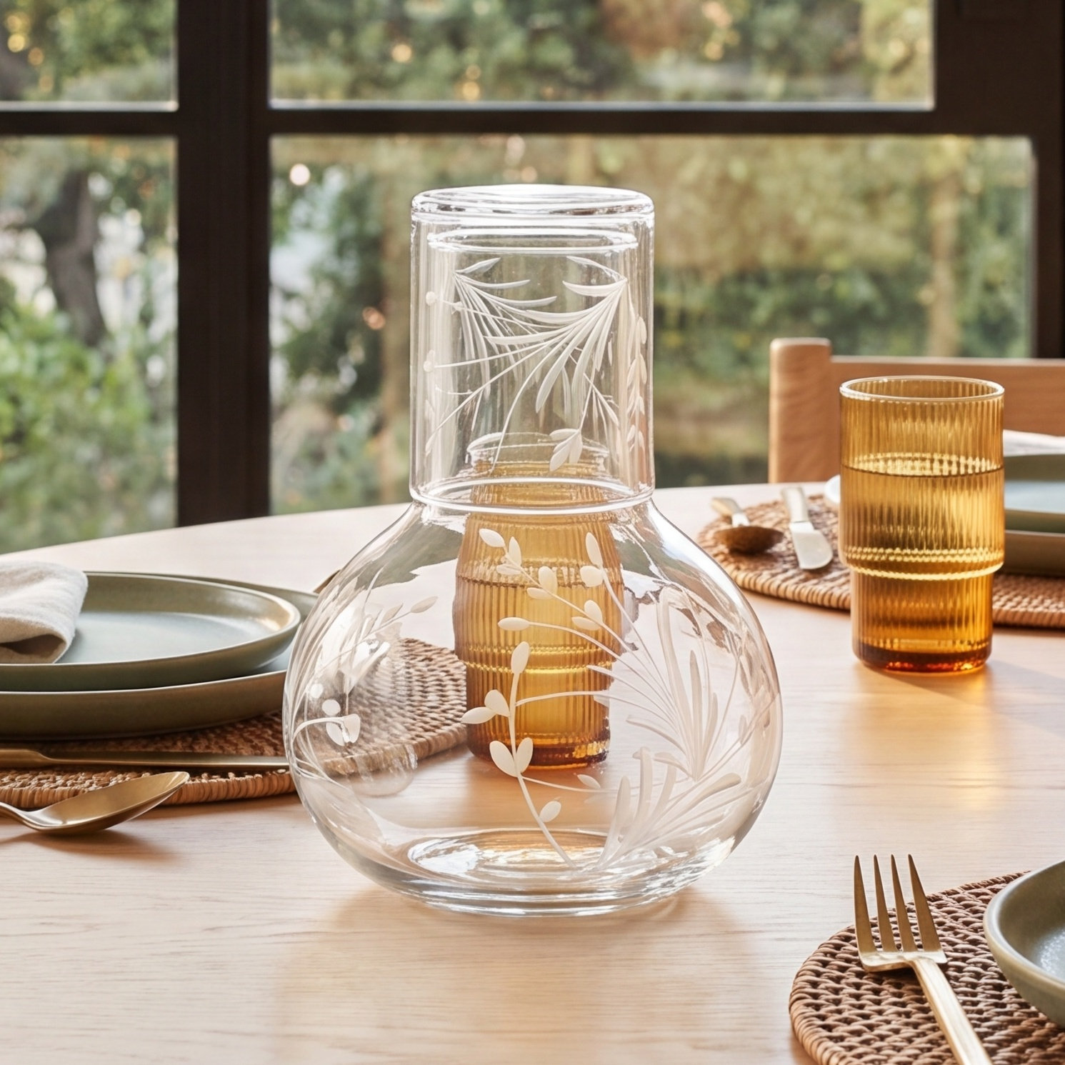 Etched Glass Carafe