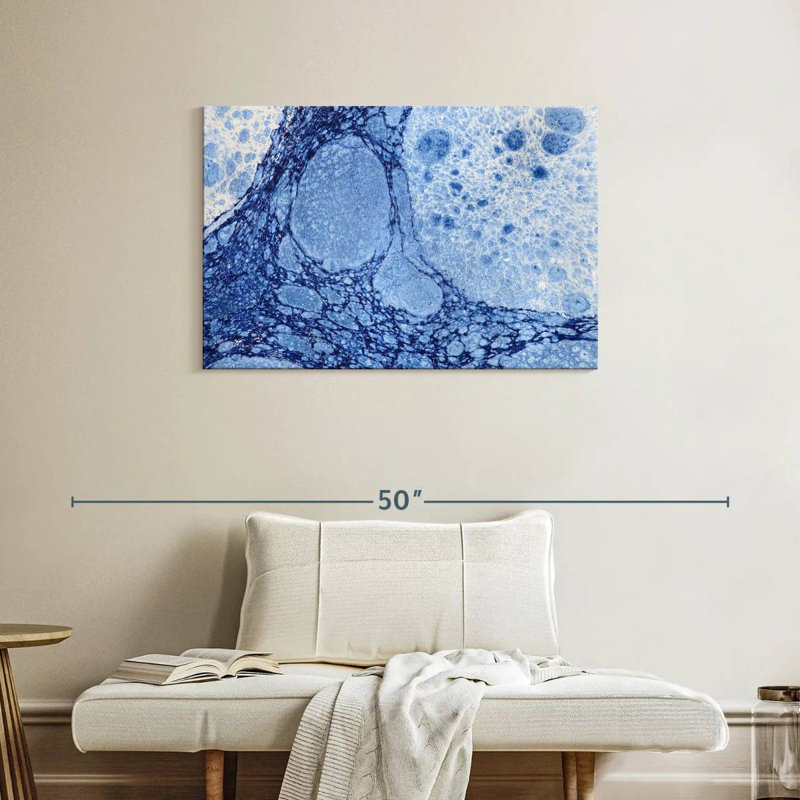 Avery marbré bleu abstrait, H 24 po x l 36 po