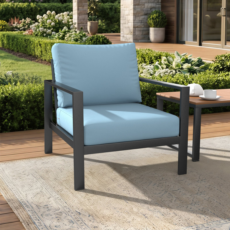 Amala Sunbrella® Outdoor Deep Seating Cushion, Sunbrella® Canvas Air Blue , 25" W x 25.5" D