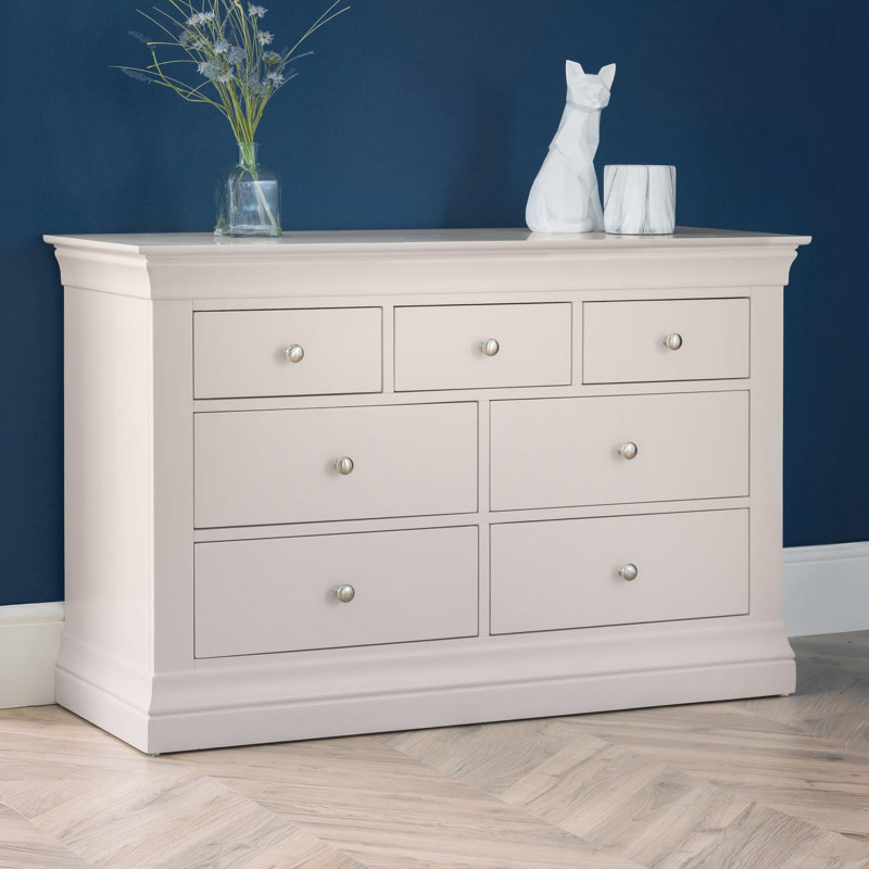 Dial 120cm W 7 - Drawer Chest of Drawers, Light Grey