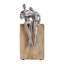 Figurine décorative sur base en bois pour décoration intérieure - Sculpture moderne pour console ou décoration de salon - 10 po, brun et argent