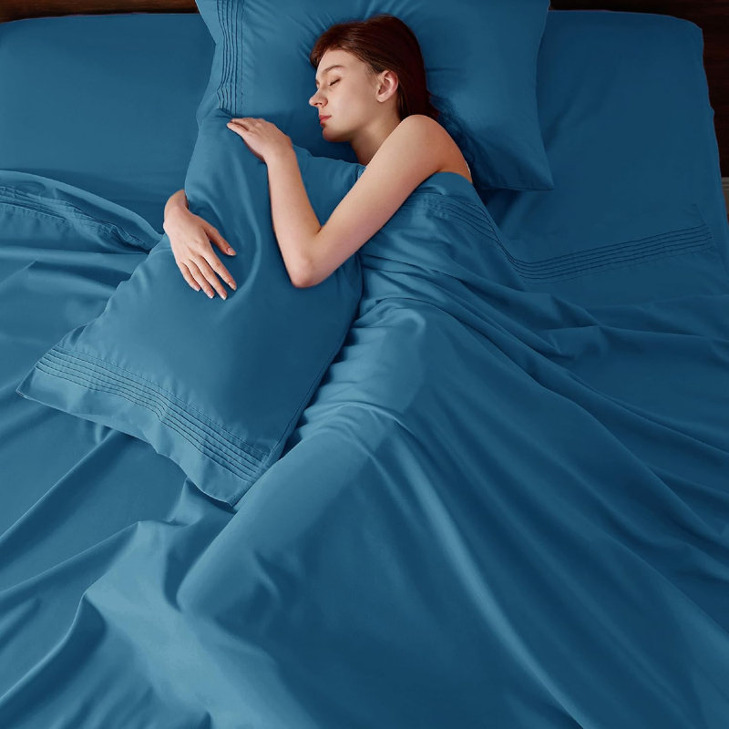 Bedsure Deep Pocket Sheet Set - Fits Mattresses Up to 21 Inches Thick -  GentleSoft Bed Sheet set, Moisture Wicking, Soft & Cooling Bed Sheet & Pillowcases, Easy & Secure Fit