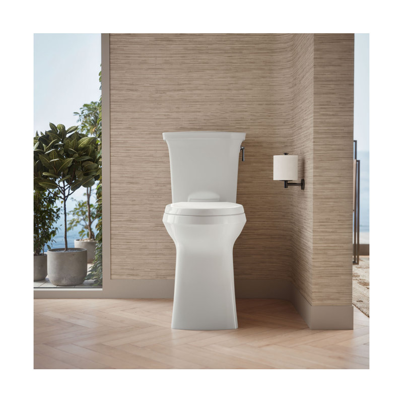 Corbelle Tall Two-Piece Elongated Toilet With Skirted Trapway 1.28 Gpf, White, Right
