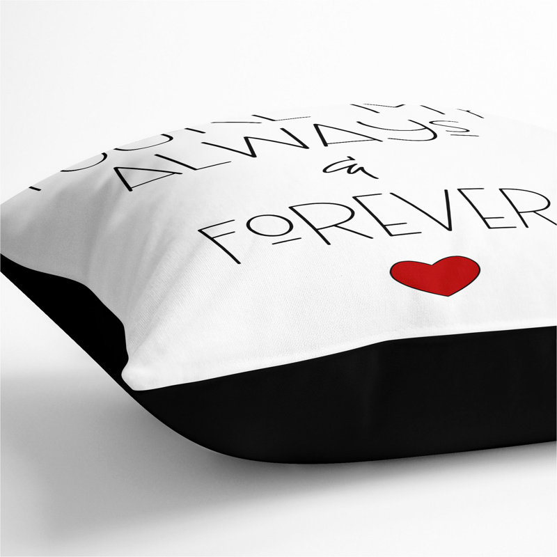 Always and Forever V2 Typography Scatter Cushion, 55cm H x 55cm W x 20cm D, Black