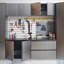 Armoires | Armoire de rangement murale moderne avec fermeture en douceur, rangement extra profond, écologique E0, finition gris ardoise métallique | Minimaliste | Bureau