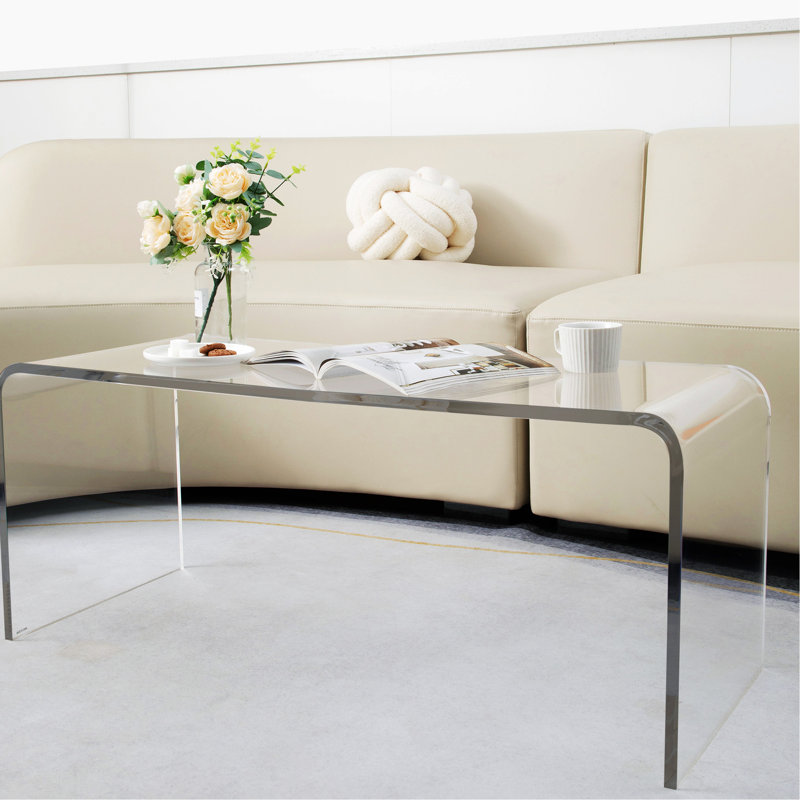 16,31 po Large table de salon en cascade en acrylique - Table basse polyvalente, solide et stable