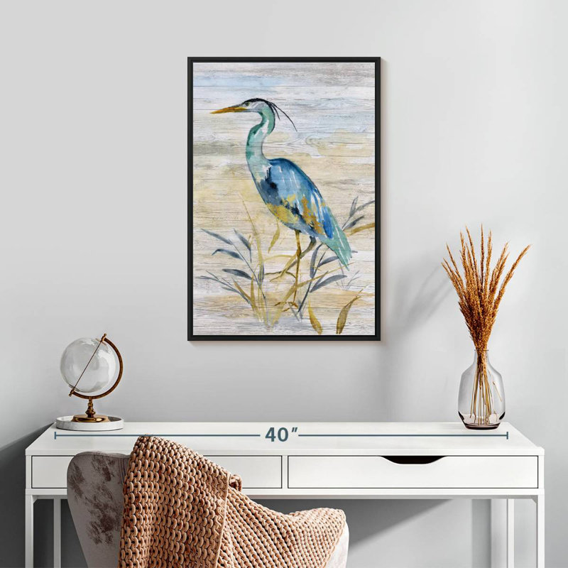 Héron bleu II, Cadre flottant noir, 17 po x 25 po