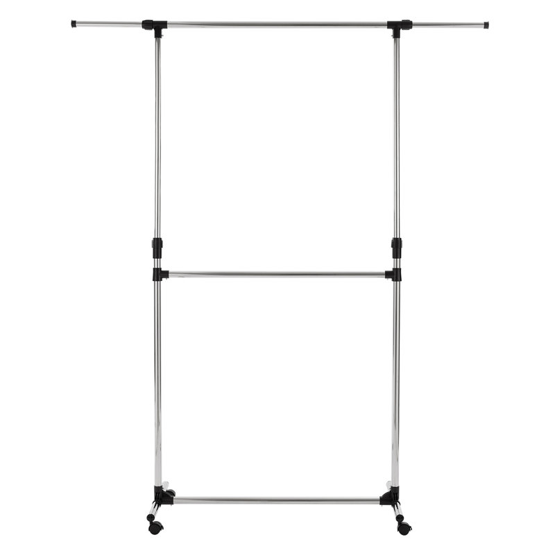 Adjustable Rolling Clothing Rack, Chrome