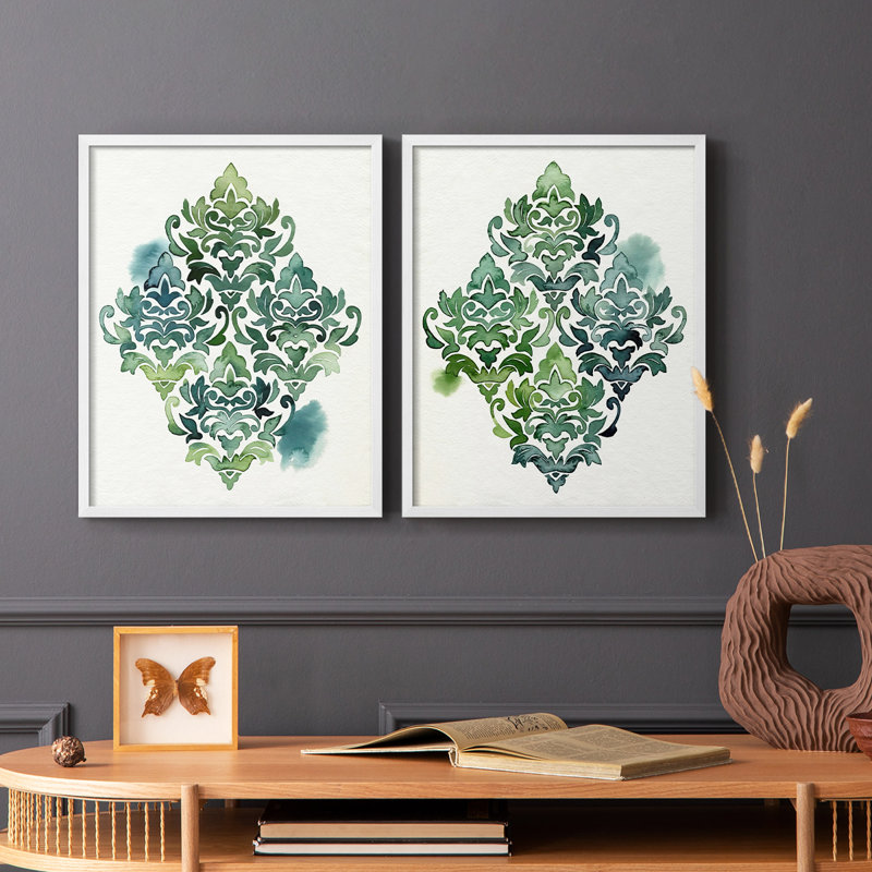 «Algae and Azule Motif I», reproduction encadrée de qualité supérieure - prête à être accrochée - aucun clou requis - aucun clou requis