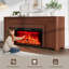 Meuble télé avec foyer électrique de 107 cm (42 pouces), compatible avec les téléviseurs jusqu'à 203 cm (80 pouces), coins arrondis et base épaisse, fini noyer.-254093889