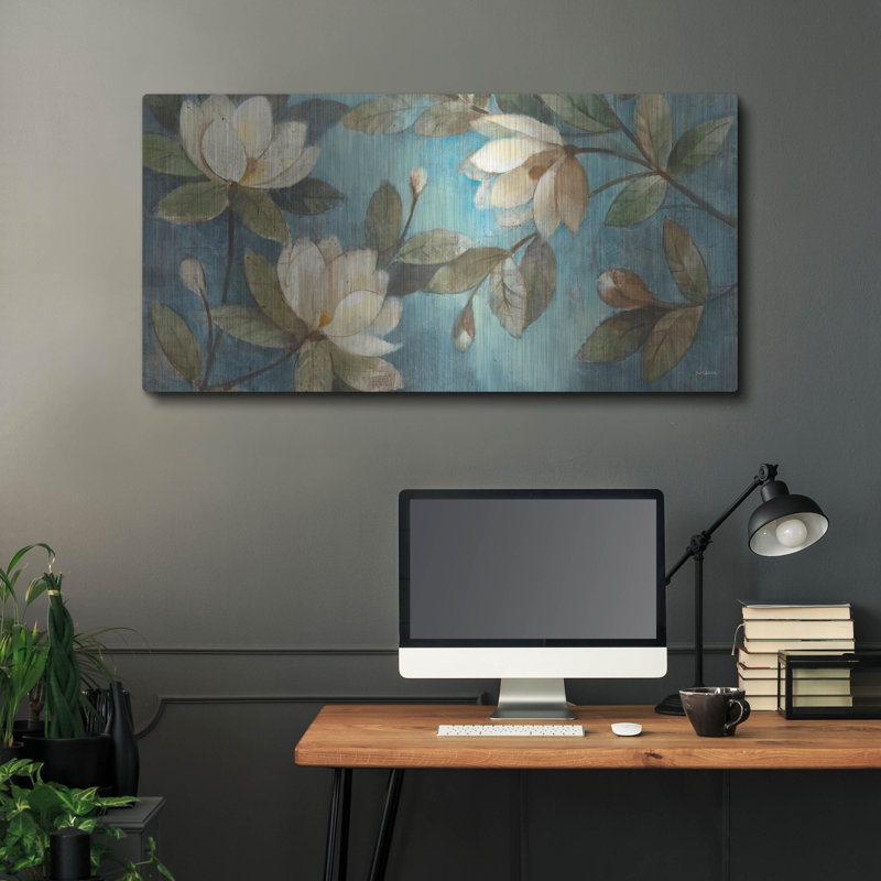 «Floating Magnolias» par Albena Hristova, art mural en métal, H 24 po x l 48 po