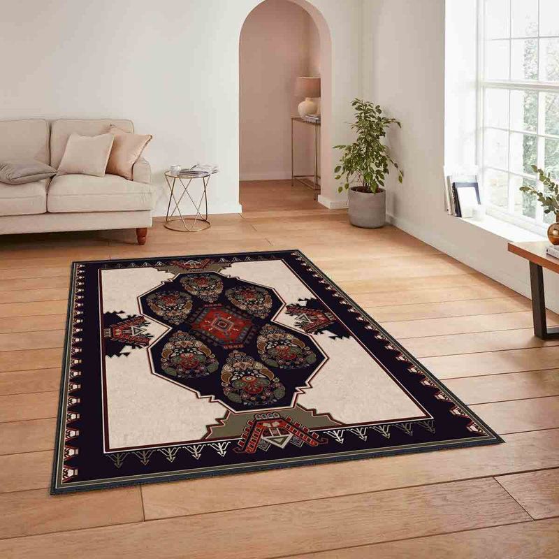 Premium Woven Carpet, 3.3 x 4.6 Feet | 100% Polyester, 740 g/m² | Non-Slip Felt Dot Underside, Machine Washable at 86°F, 0.16 Inch Pile Height | Stylish Digital Print, Easy to Clean, Perfect for Any Room