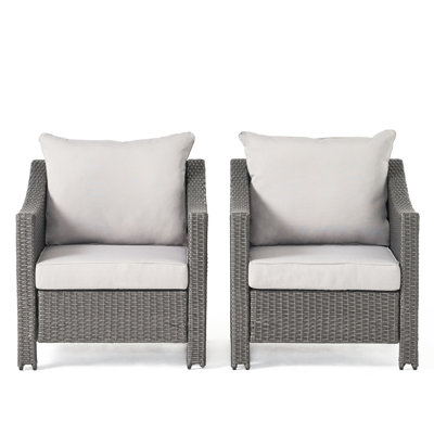 Outdoor Sitting Chairs  2Pcs  - Grey/Silver, Waterproof Cushion Property Of 2 Allure Unveiling