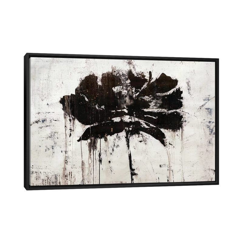 Reproduction d’art, "Black Rain" par Julian Spencer, H 26 po x l 40 po x P 1,5 po, Toile avec cadre noir, Pas de tapis