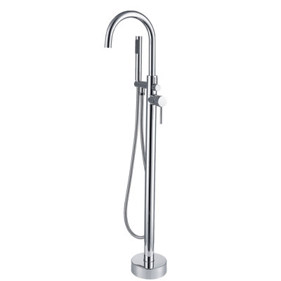 Modern Freestanding Bathtub Faucet With Hand Shower - Glow Metal, 45In Depth, 6.5In Width, Height, 9Lb Perfection
