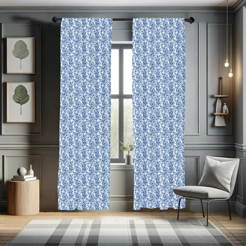 Floral Semi-Sheer Rod Pocket Sliding Panel, 28" x 84"