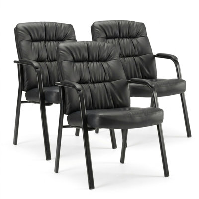 Ensemble de 3 chaises de conférence robustes en similicuir