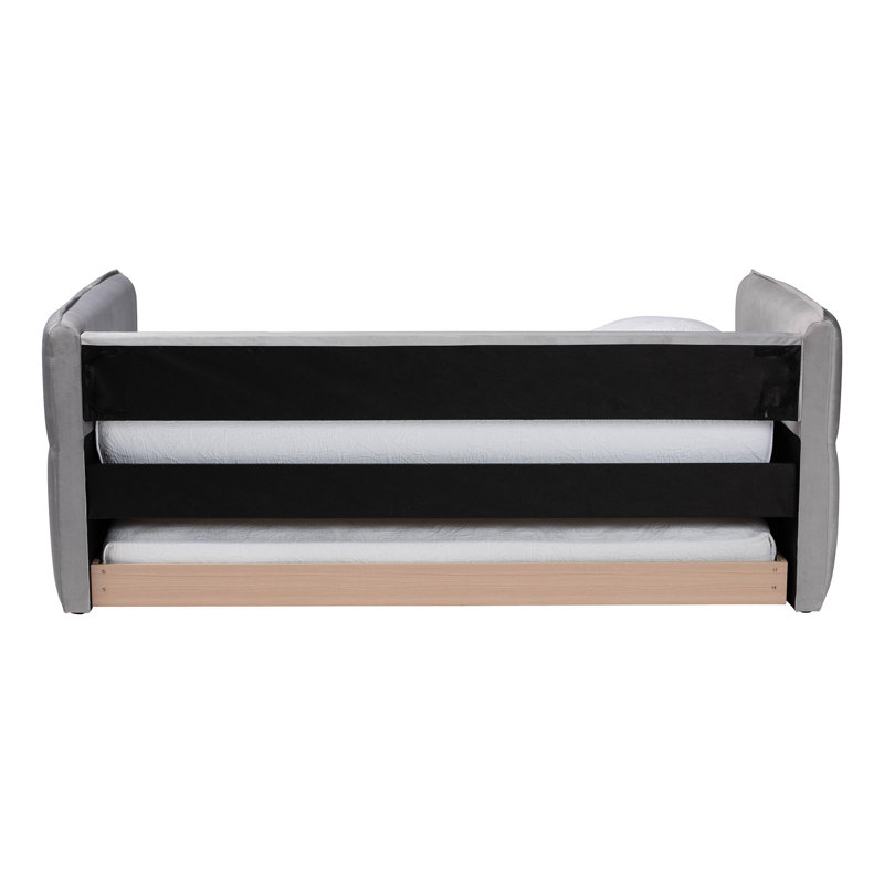 Lit de jour simple en velours gris clair Alishia Baxton Studio Finch, Lit simple