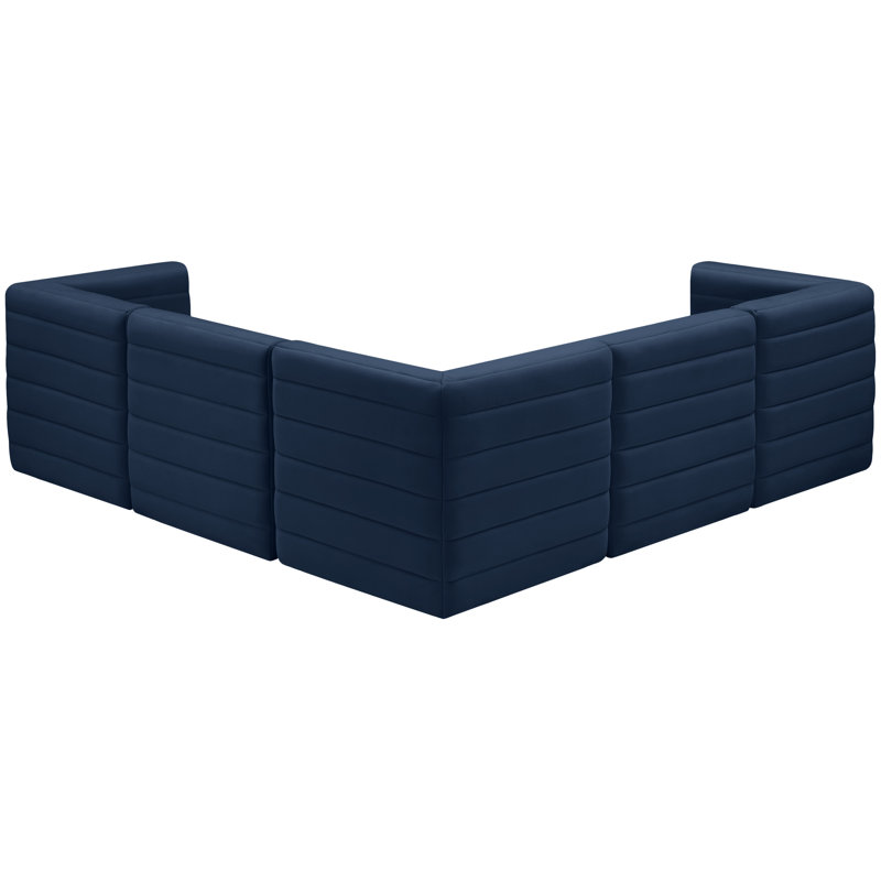 Enso Velvet L-Shaped Sectional Reversible, Navy Velvet