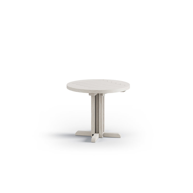 Round Ash Solid Wood Outdoor Bistro Table - 55 cm W 55 cm D, White